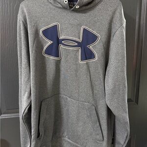 Under‎ Armour Logo Gray and Blue Men's Hoodie- Large